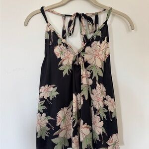Free People Black Floral Tie Back Camisole Top